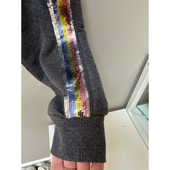 Bebe Women's Gray Jogger Pants S Sequin Logo Casual Elastic Waistband - Picture 3 of 5